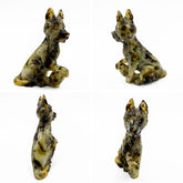 Milky Fossil Amber Carved Dog Figurine